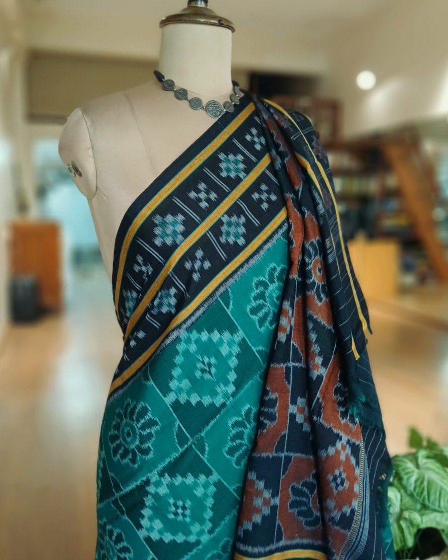 Nuapatna Cotton Single Ikat Handloom Saree - (NSIS0062) - Image 6