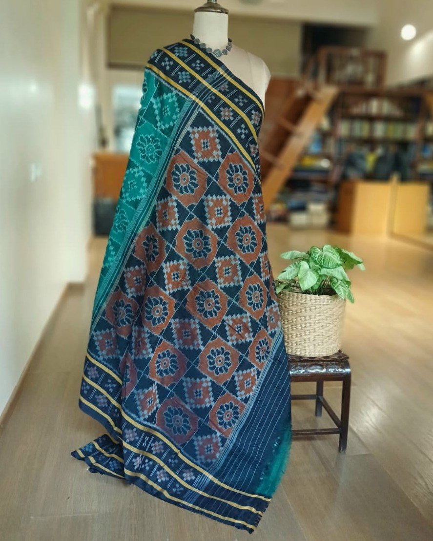 Nuapatna Cotton Single Ikat Handloom Saree - (NSIS0062) - Image 5