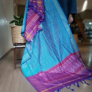 Silk-cotton Ikat Dupatta from Telengana – (SCDT0049)