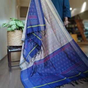 Silk-cotton Ikat Dupatta from Telengana – (SCDT0058)