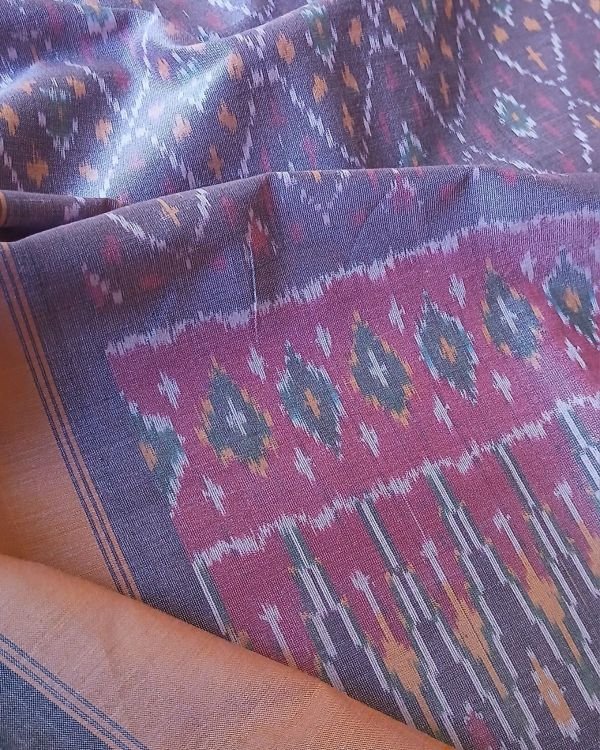 Silk-cotton Ikat Dupatta from Telengana – (SCDT0061) - Image 4