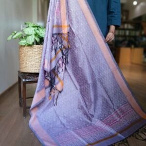 Silk-cotton Ikat Dupatta from Telengana – (SCDT0061)