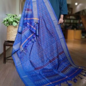 Silk-cotton Ikat Dupatta from Telengana – (SCDT0066)