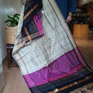Silk-cotton Ikat Dupatta from Telengana – (SCDT0050)