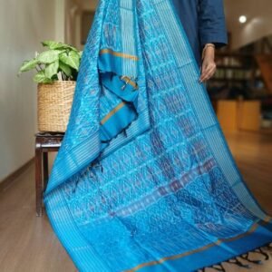 Silk-cotton Ikat Dupatta from Telengana – (SCDT0057)