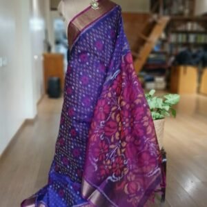 Handloom Single Ikat in Silk-Cotton Saree – (HSIS0040)