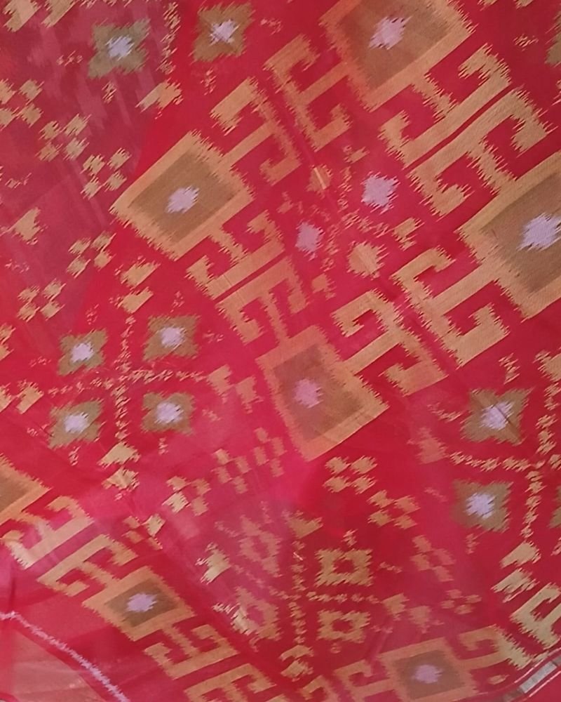 Handloom Single Ikat in Silk-Cotton Saree – (HSIS0041) - Image 4