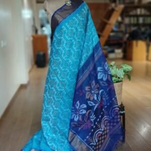 Handloom Single Ikat in Silk-Cotton Saree – (HSIS0042)