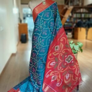 Handloom Single Ikat in Silk-Cotton Saree – (HSIS0043)