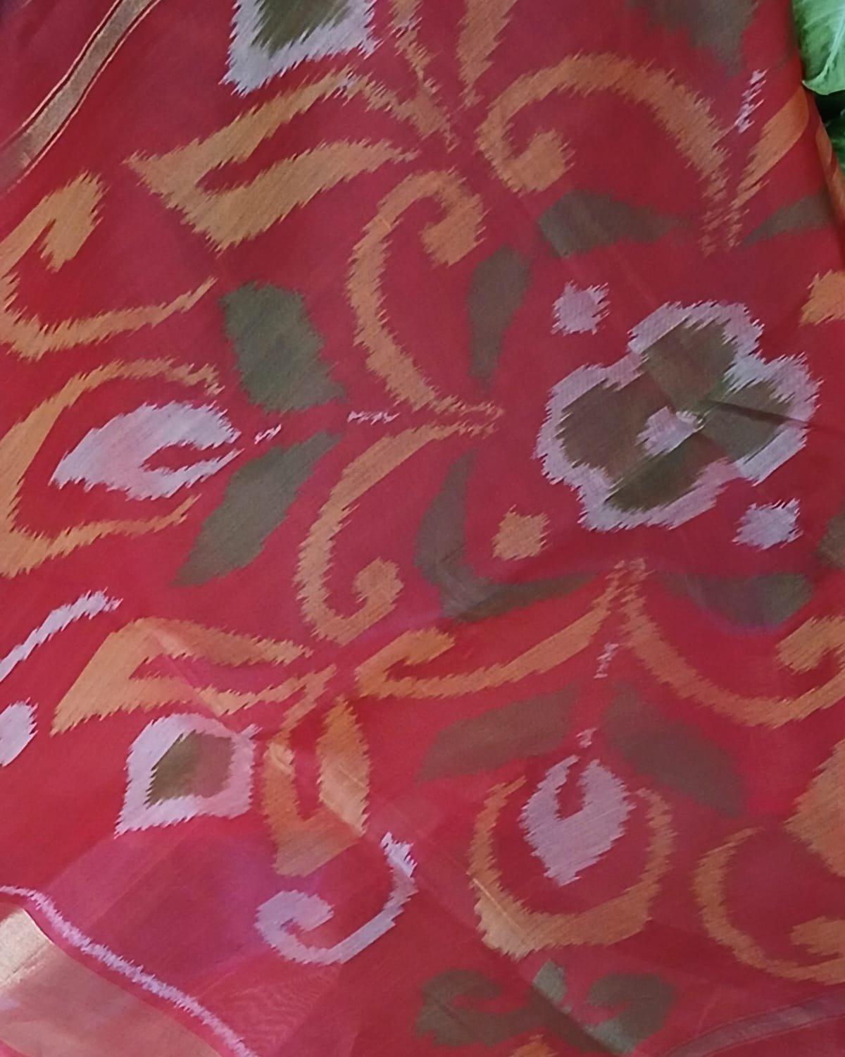 Handloom Single Ikat in Silk-Cotton Saree – (HSIS0043) - Image 4