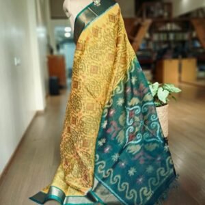 Handloom Single Ikat in Silk-Cotton Saree – (HSIS0034)