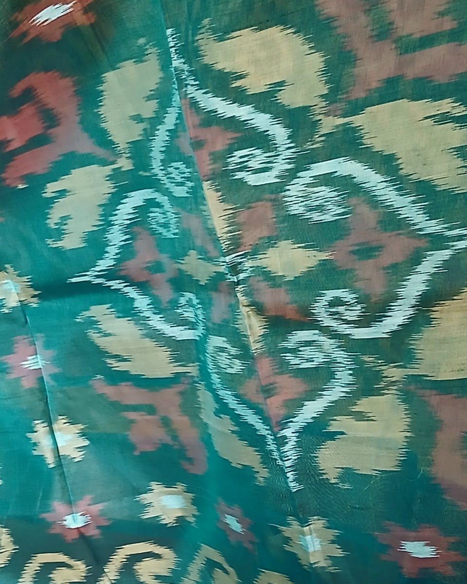 Handloom Single Ikat in Silk-Cotton Saree – (HSIS0034) - Image 4