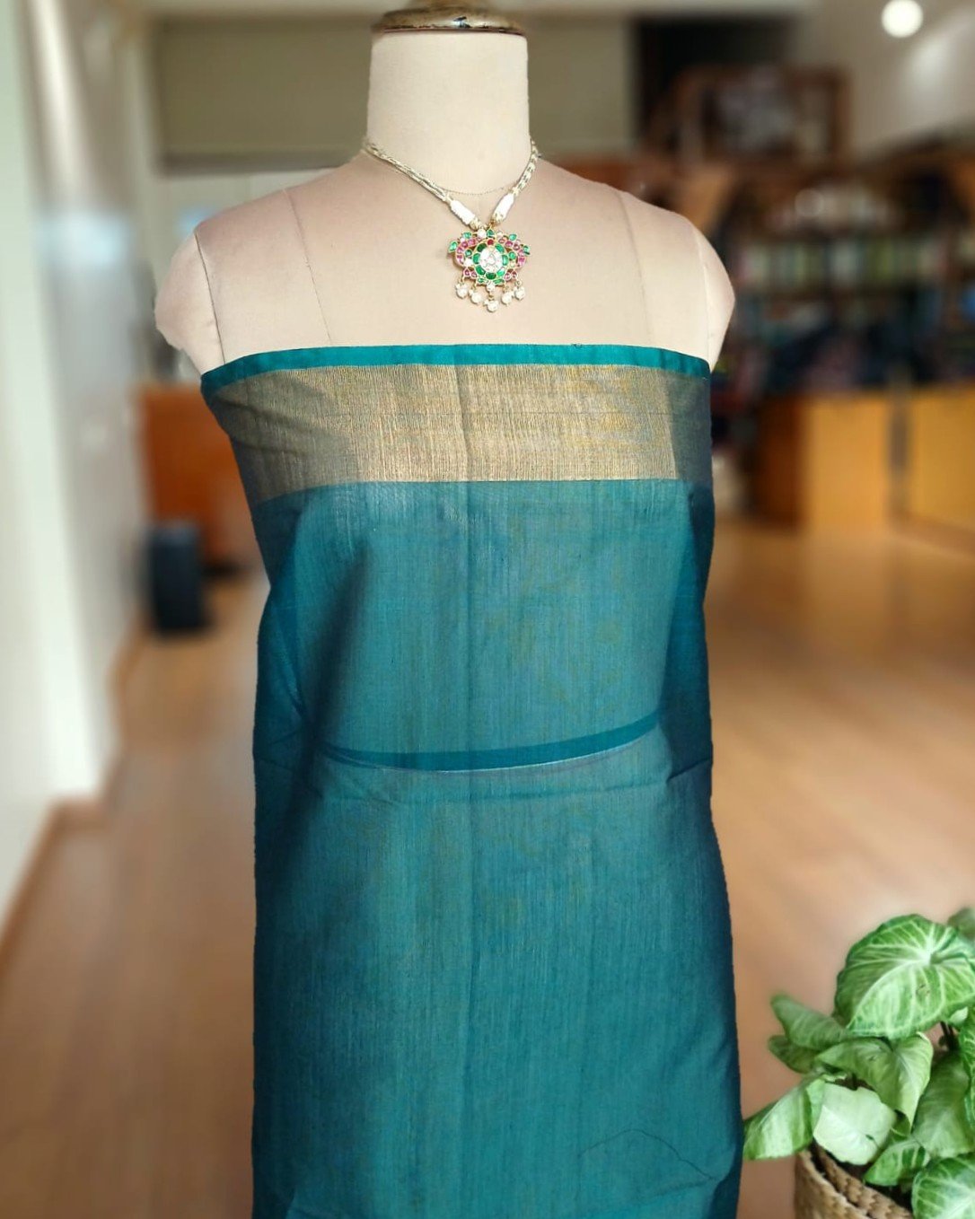 Handloom Single Ikat in Silk-Cotton Saree – (HSIS0034) - Image 8