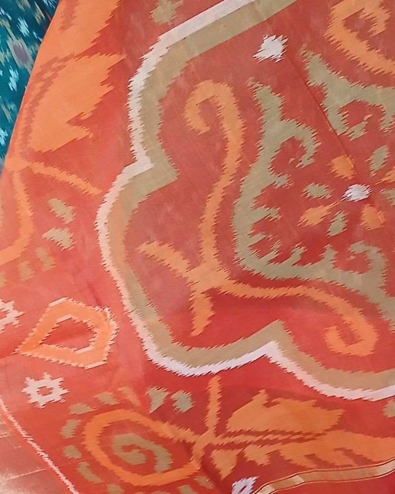 Handloom Single Ikat in Silk-Cotton Saree – (HSIS0037) - Image 3