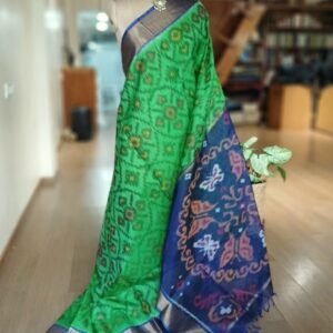Handloom Single Ikat in Silk-Cotton Saree – (HSIS0038)