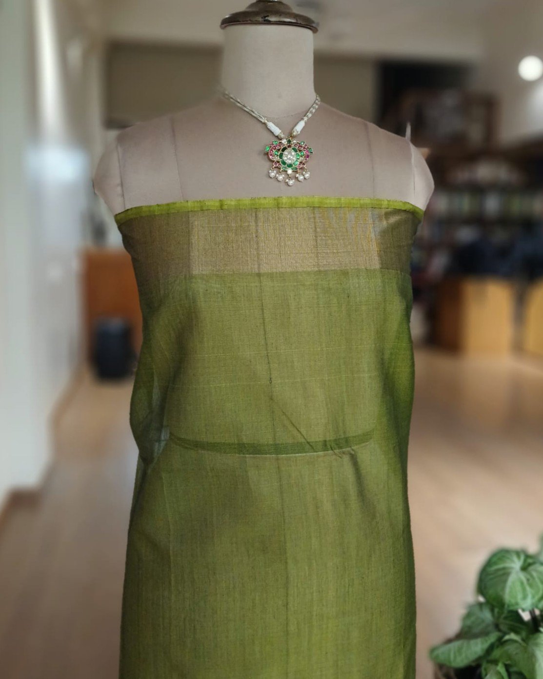 Handloom Single Ikat in Silk-Cotton Saree – (HSIS0039) - Image 9