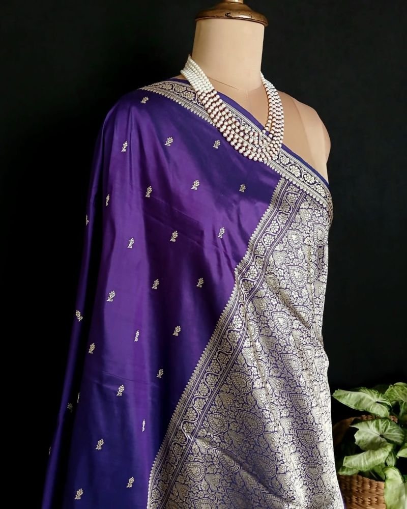 Banarasi No Zari Katan Silk Saree – (NZSS0038) - Image 7