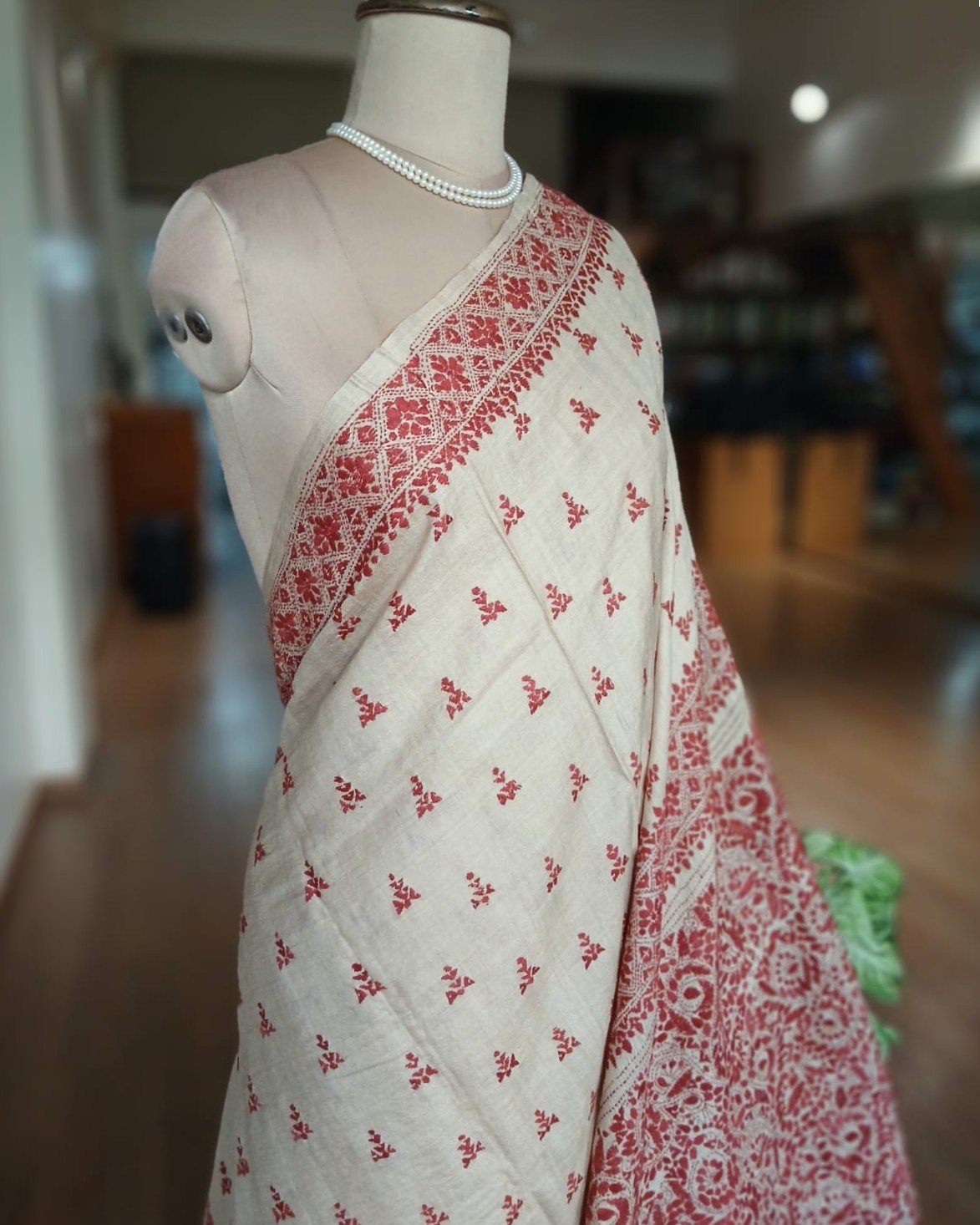 PadmaShree Takdira Begum’s Tussar Silk Kantha Saree – (TSKS0029) - Image 2
