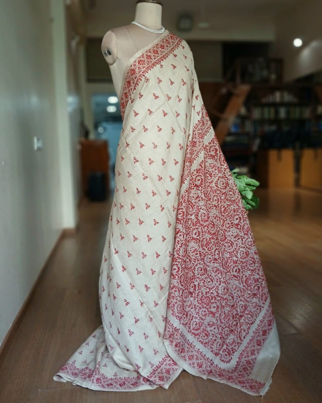 PadmaShree Takdira Begum’s Tussar Silk Kantha Saree – (TSKS0029)