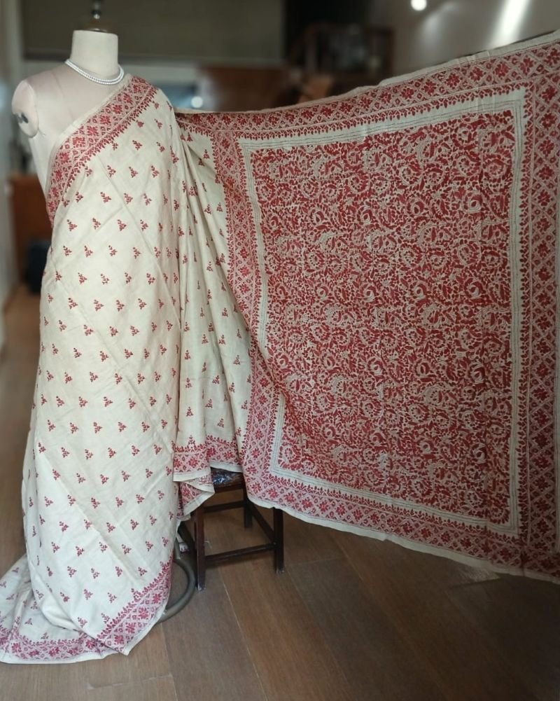 PadmaShree Takdira Begum’s Tussar Silk Kantha Saree – (TSKS0029) - Image 7
