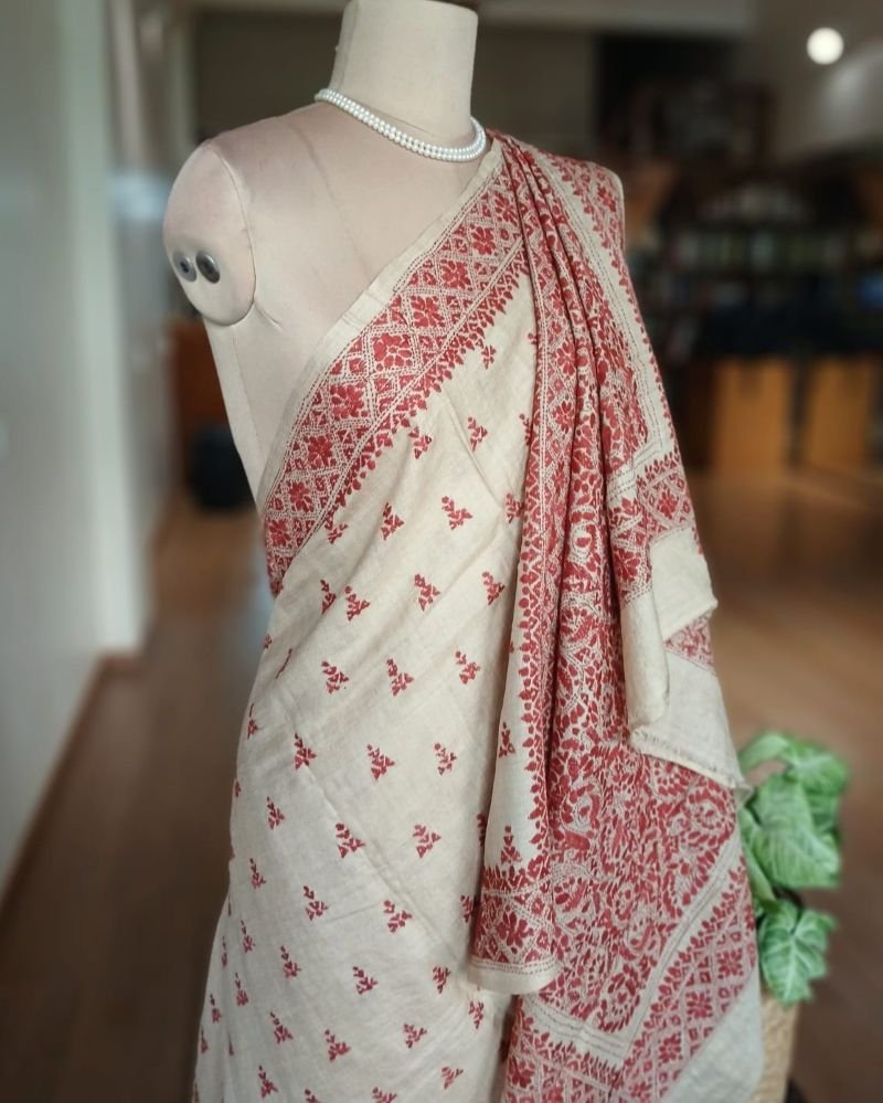 PadmaShree Takdira Begum’s Tussar Silk Kantha Saree – (TSKS0029) - Image 5
