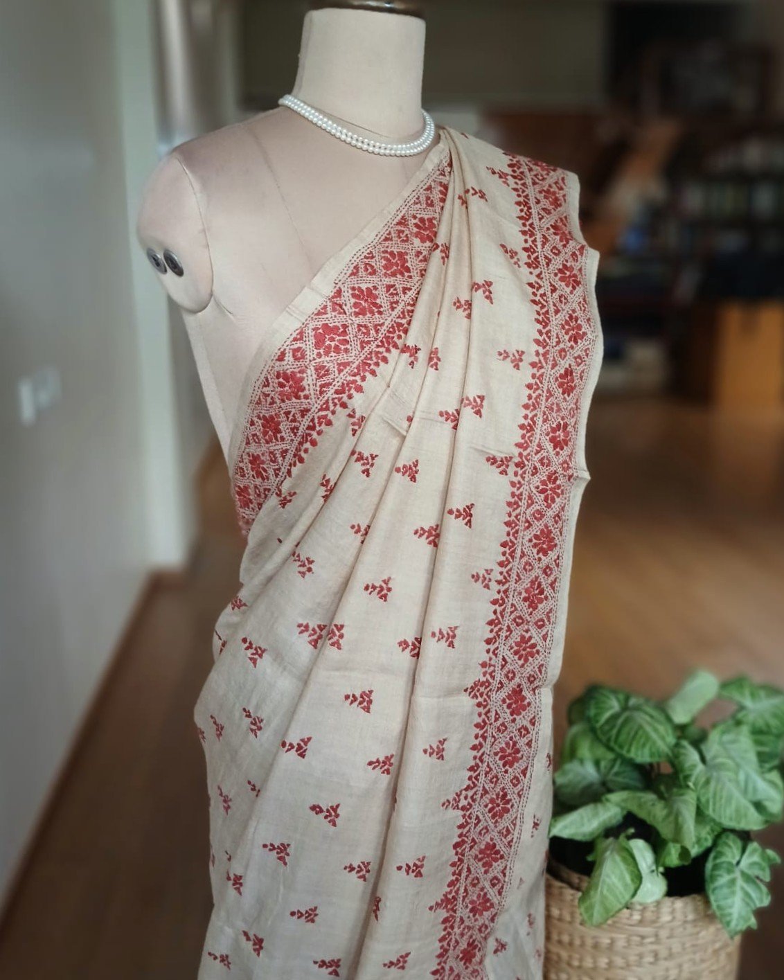 PadmaShree Takdira Begum’s Tussar Silk Kantha Saree – (TSKS0029) - Image 8