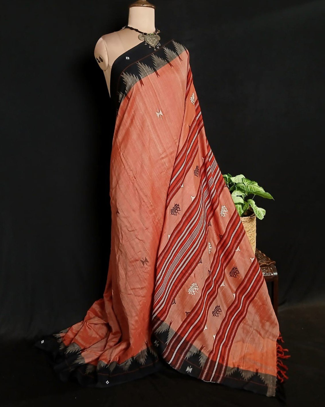 Natural Dyes Kotpad in Tussar Silk Weft and Cotton Warp – (CTKS0042)