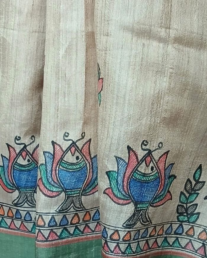 Madhubani on Tussar Silk – (MADT0066) - Image 3