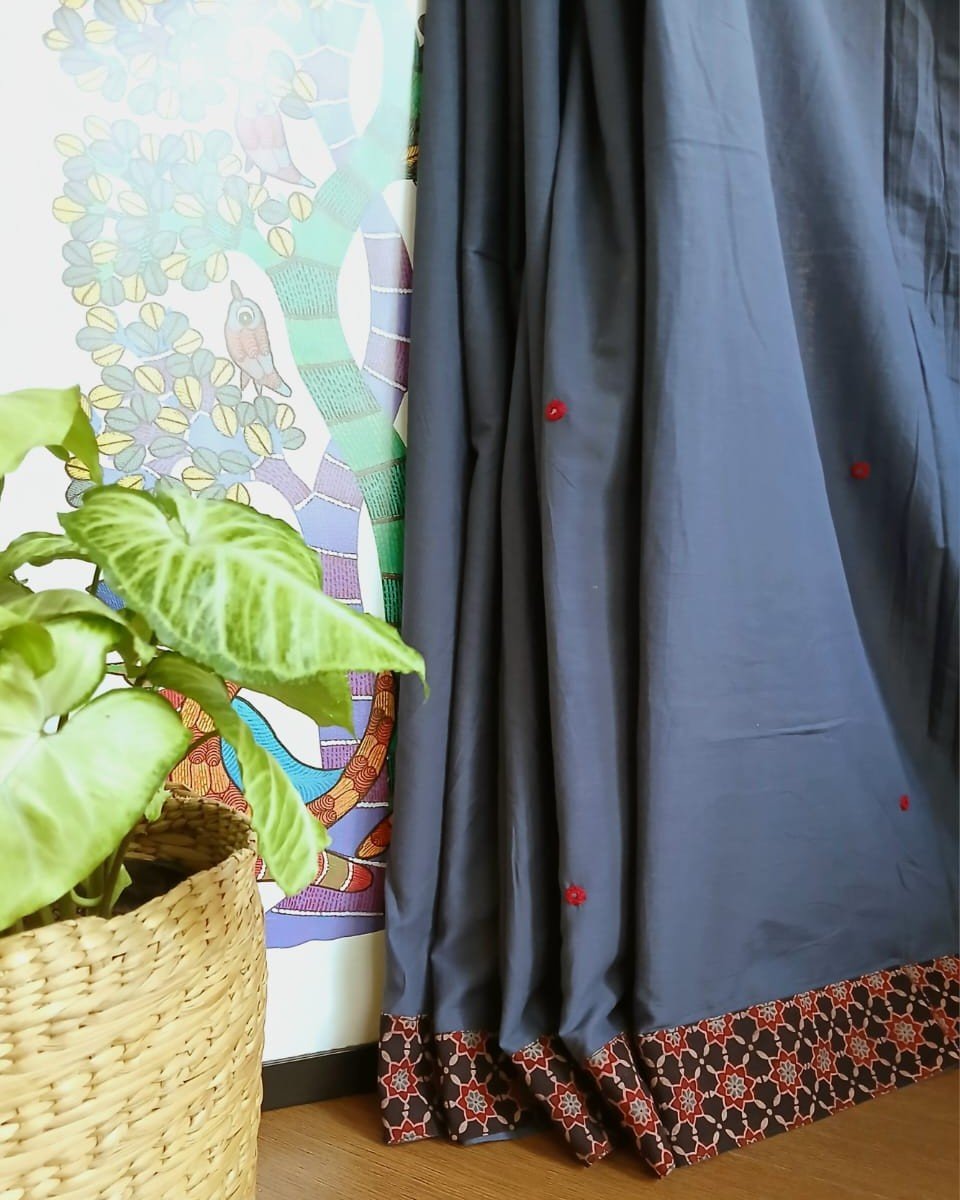 Ajrakh Applique Saree in Mul Cotton – (MCAS0014) - Image 4