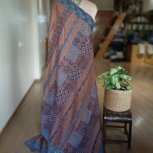 Ajrakh Applique Saree in Mul Cotton – (MCAS0015)