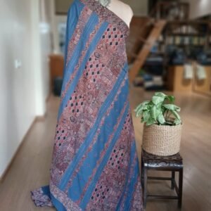 Ajrakh Applique Saree in Mul Cotton – (MCAS0017)