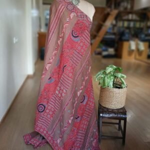 Ajrakh Applique Saree in Mul Cotton – (MCAS0018)