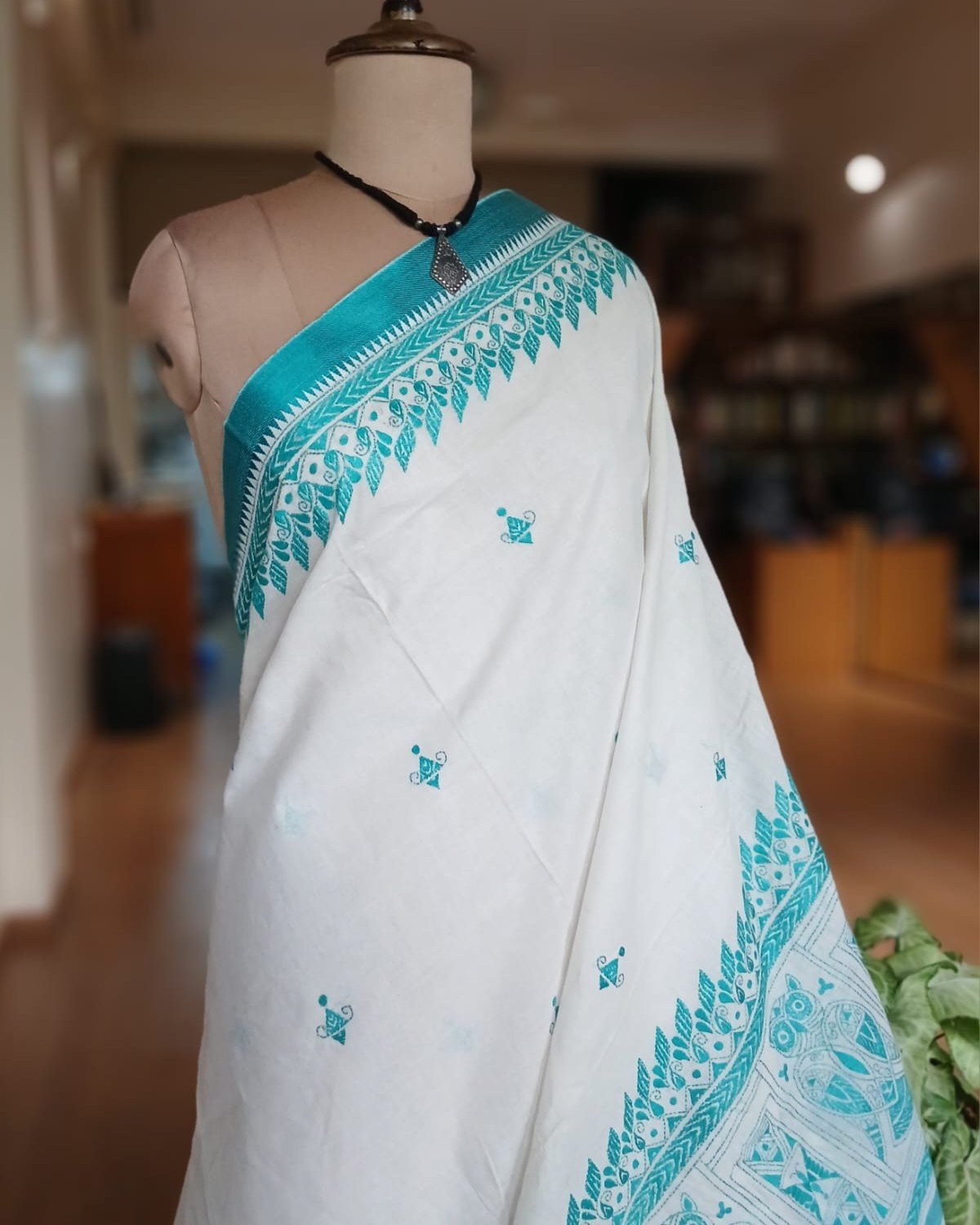 Cotton Kantha Saree from Santiniketan – (KNCS0013) - Image 2