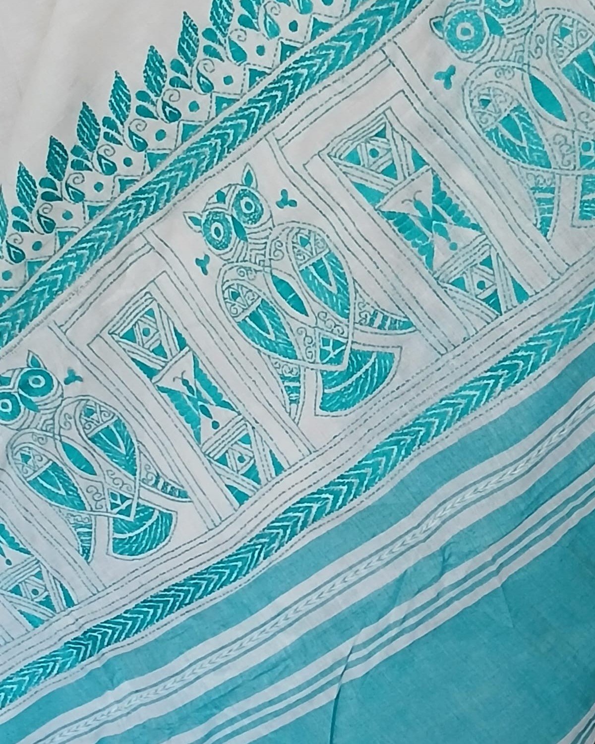 Cotton Kantha Saree from Santiniketan – (KNCS0013) - Image 5