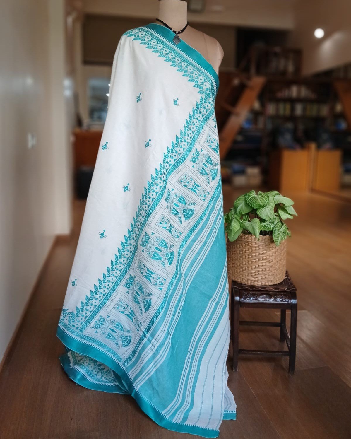 Cotton Kantha Saree from Santiniketan – (KNCS0013) - Image 7