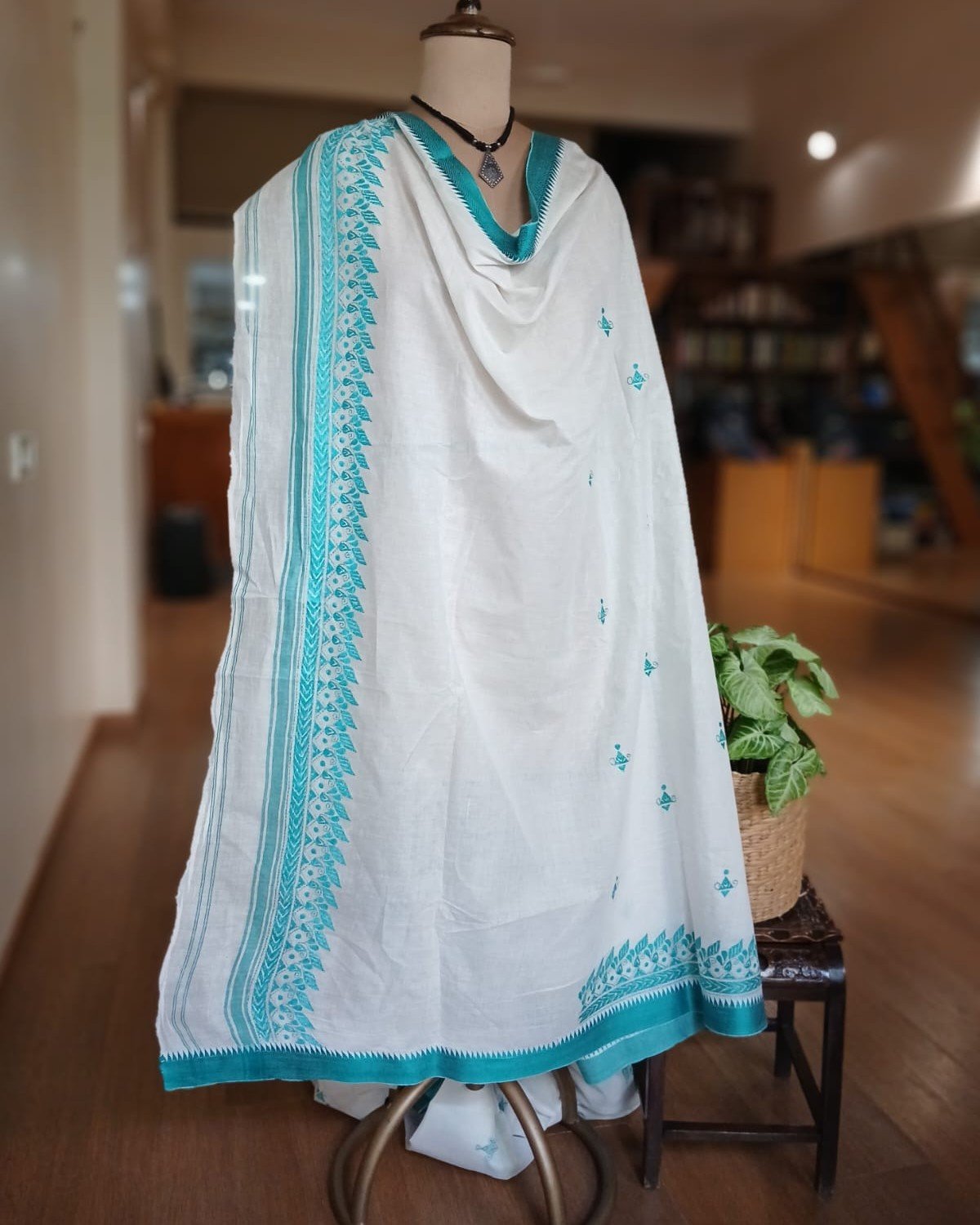 Cotton Kantha Saree from Santiniketan – (KNCS0013) - Image 8