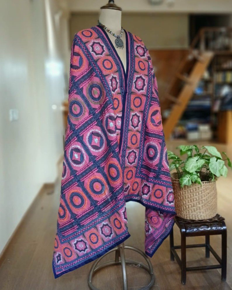 Hand Embroidered Dupatta from Punjab - (HEDP0001)