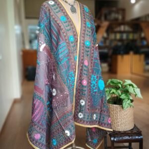 Hand Embroidered Dupatta from Punjab - (HEDP0007)
