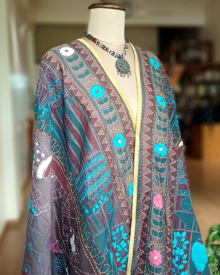 Hand Embroidered Dupatta from Punjab - (HEDP0007) - Image 2