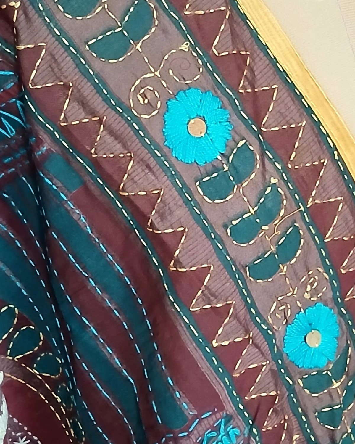 Hand Embroidered Dupatta from Punjab - (HEDP0007) - Image 9