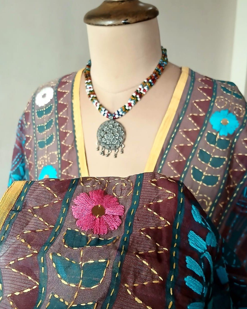 Hand Embroidered Dupatta from Punjab - (HEDP0007) - Image 8
