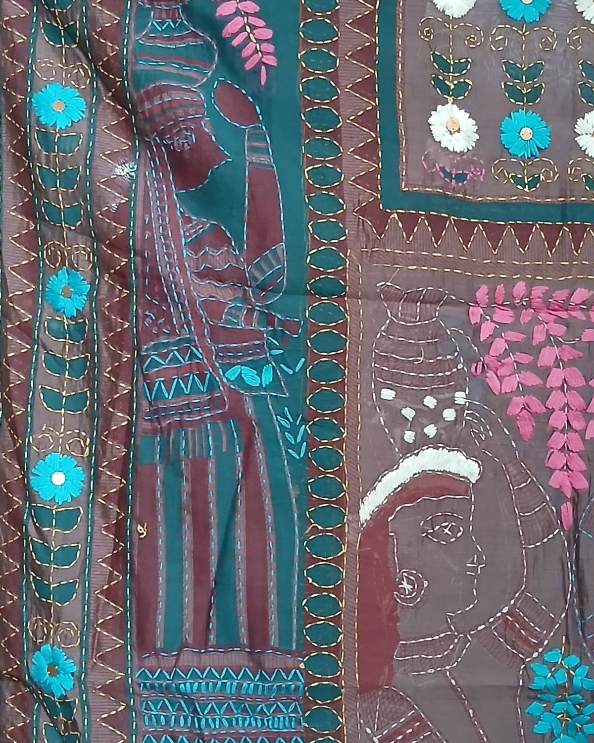 Hand Embroidered Dupatta from Punjab - (HEDP0007) - Image 4