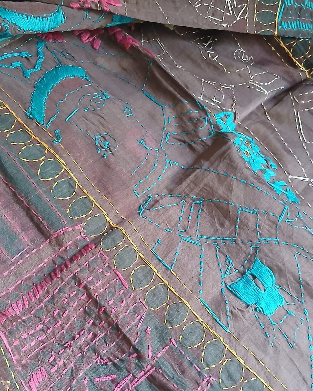 Hand Embroidered Dupatta from Punjab - (HEDP0007) - Image 3