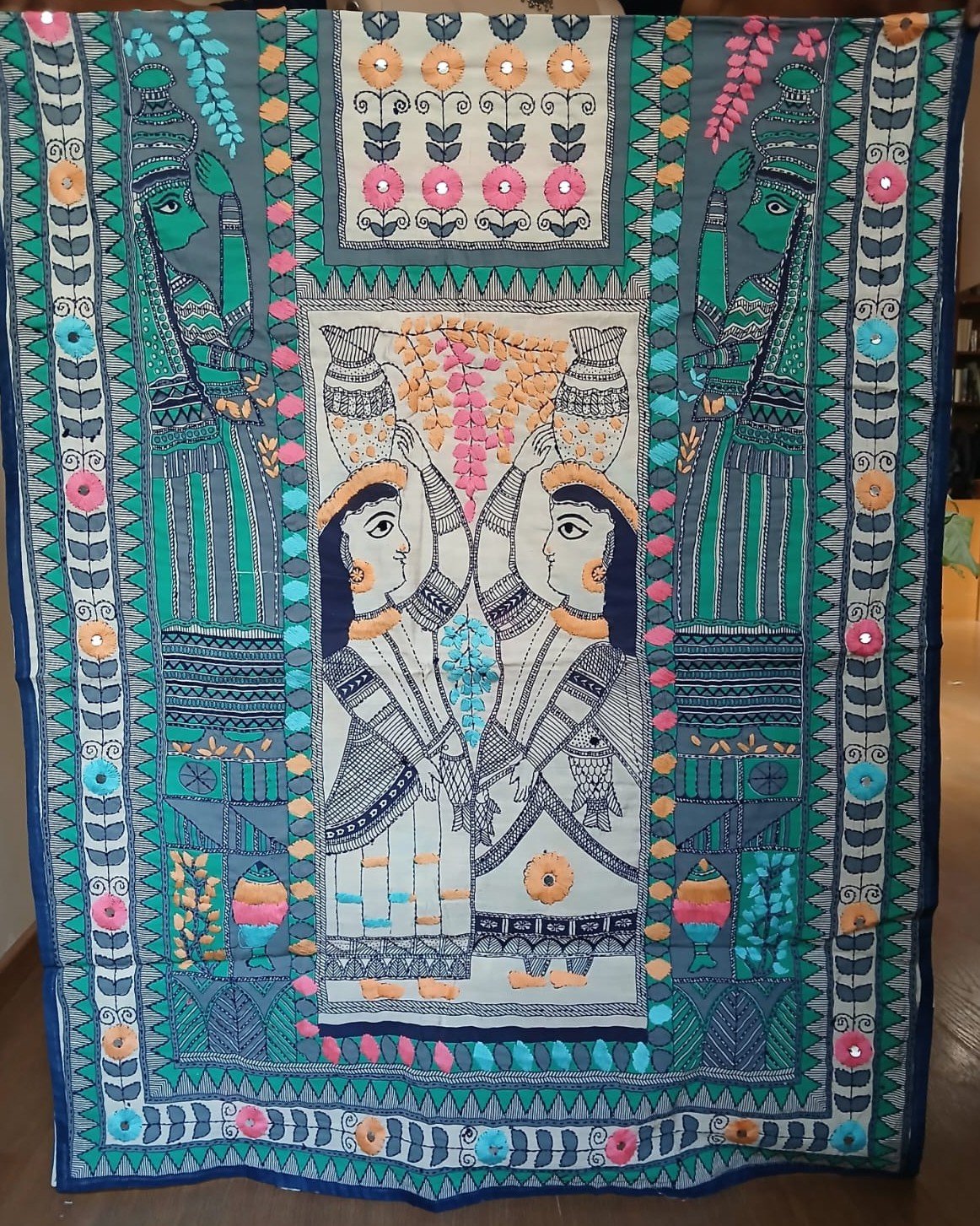 Hand Embroidered Dupatta from Punjab - (HEDP0010) - Image 5