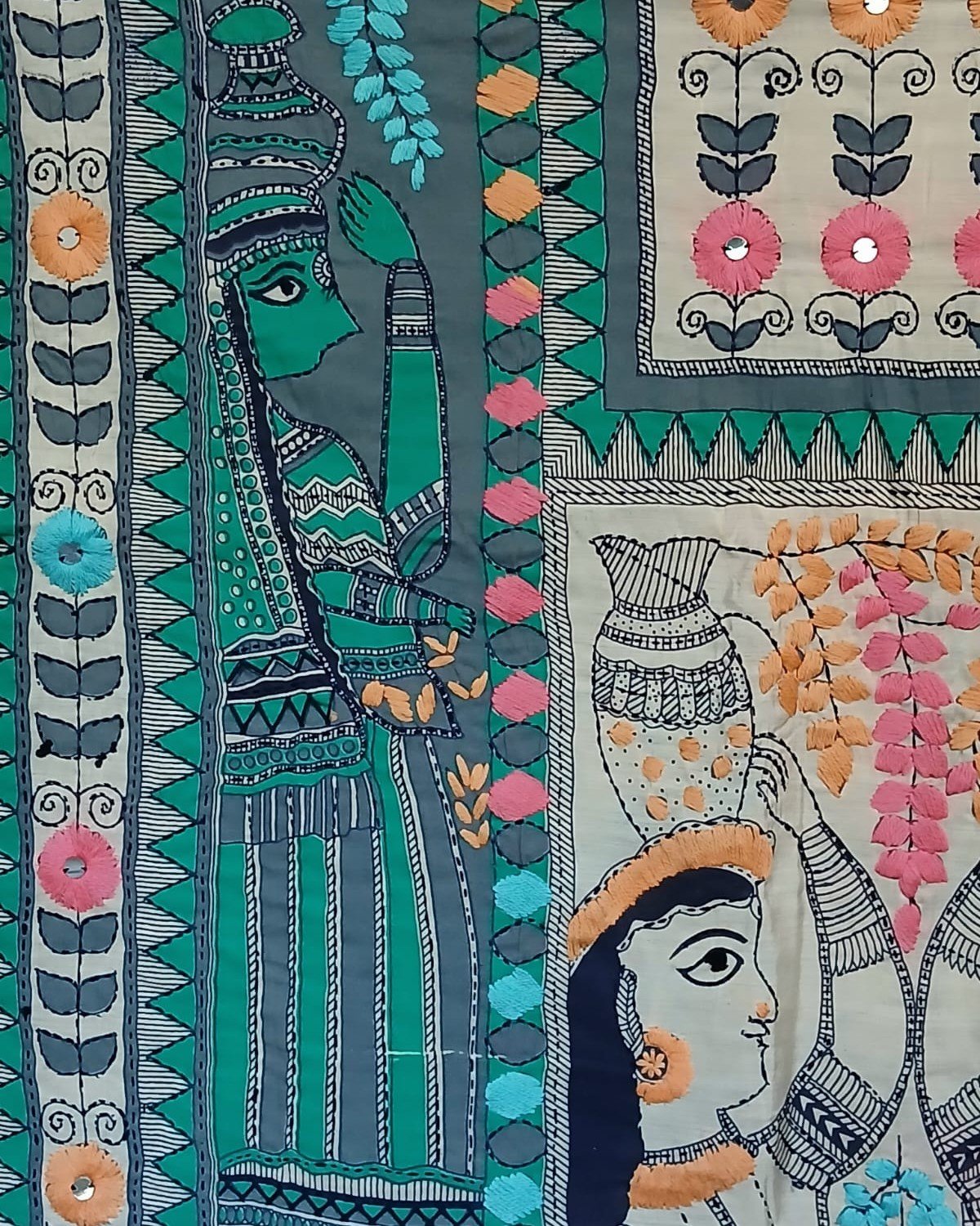 Hand Embroidered Dupatta from Punjab - (HEDP0010) - Image 4