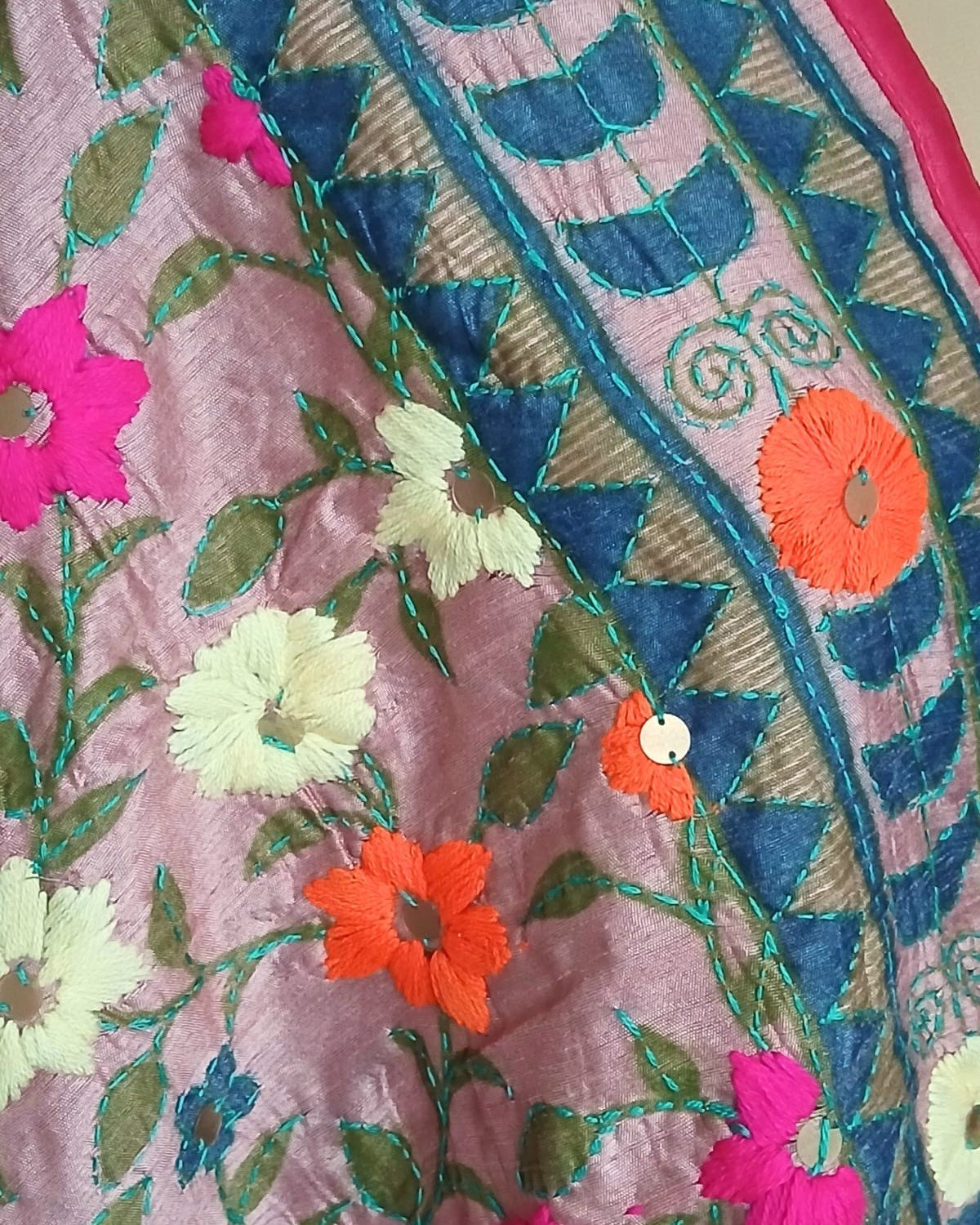 Hand Embroidered Dupatta from Punjab - (HEDP0002) - Image 7