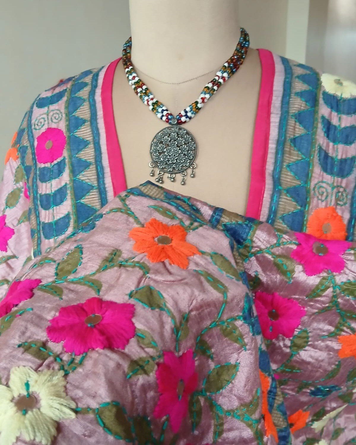 Hand Embroidered Dupatta from Punjab - (HEDP0002) - Image 6