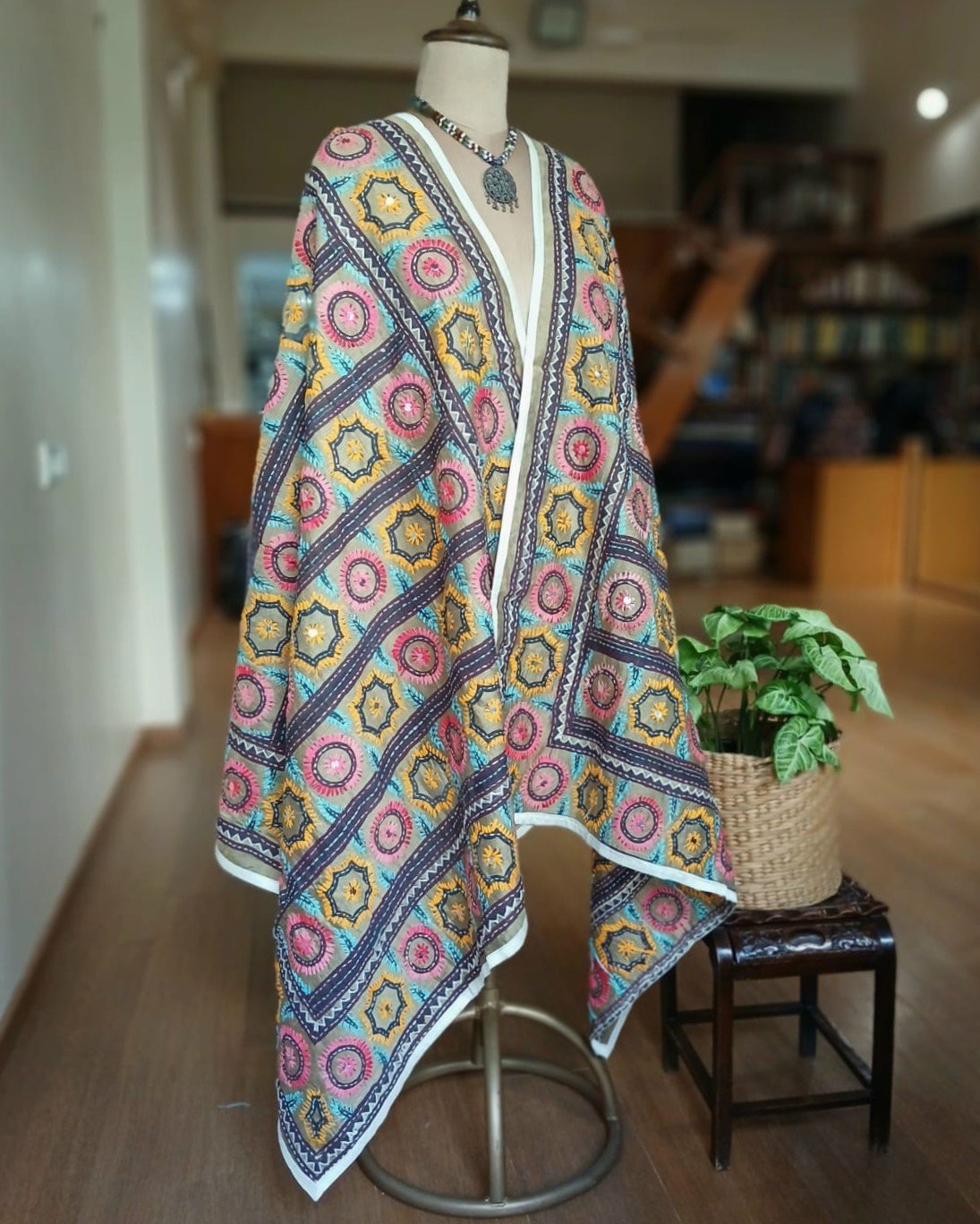 Hand Embroidered Dupatta from Punjab - (HEDP0003)