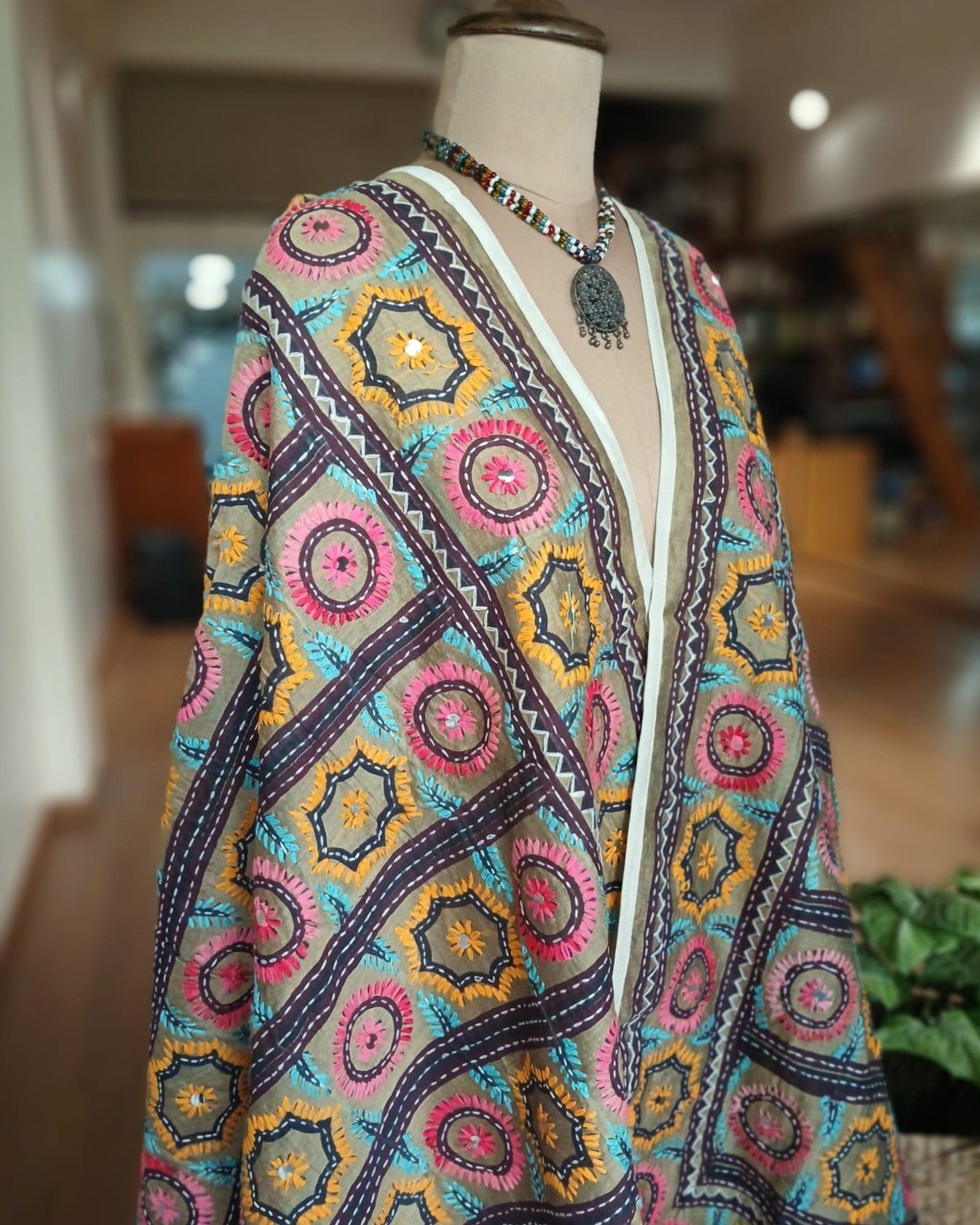 Hand Embroidered Dupatta from Punjab - (HEDP0003) - Image 2