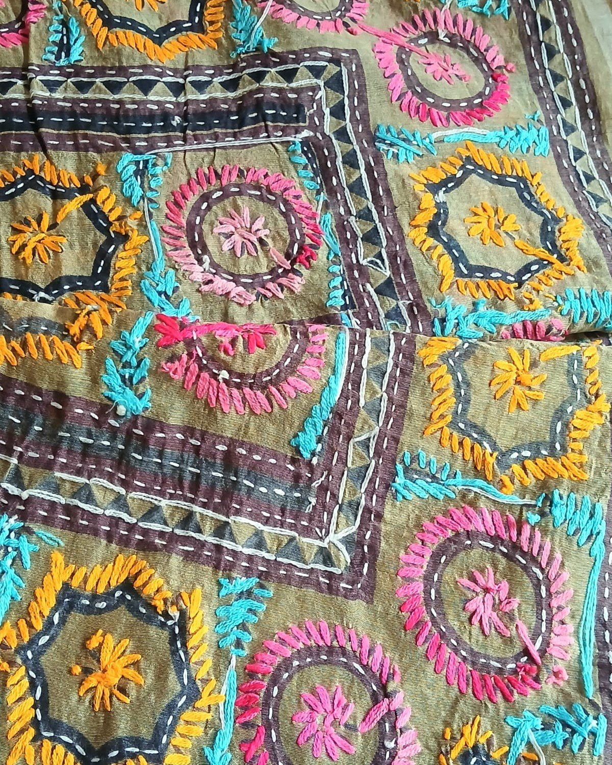 Hand Embroidered Dupatta from Punjab - (HEDP0003) - Image 3